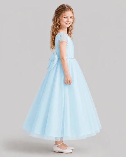 Baby Blue A-line Flower Girl Dresses Side