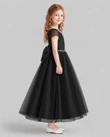 Black A-line Flower Girl Dresses Side