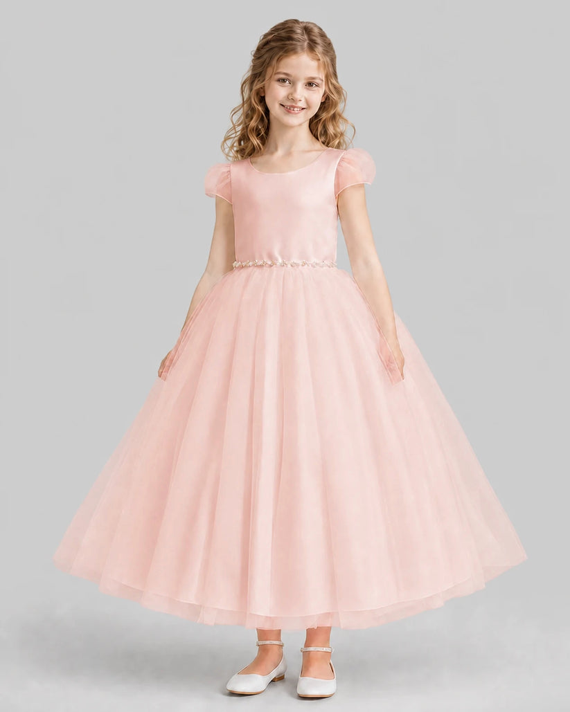 Blush Pink A-line Flower Girl Dresses Front