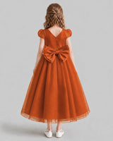 Burnt Orange A-line Flower Girl Dresses Back