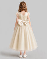 Champagne A-line Flower Girl Dresses Back
