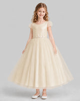 Champagne A-line Flower Girl Dresses Front