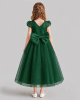 Dark Green A-line Flower Girl Dresses Back
