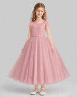Blush Pink A-line Flower Girl Dresses Front