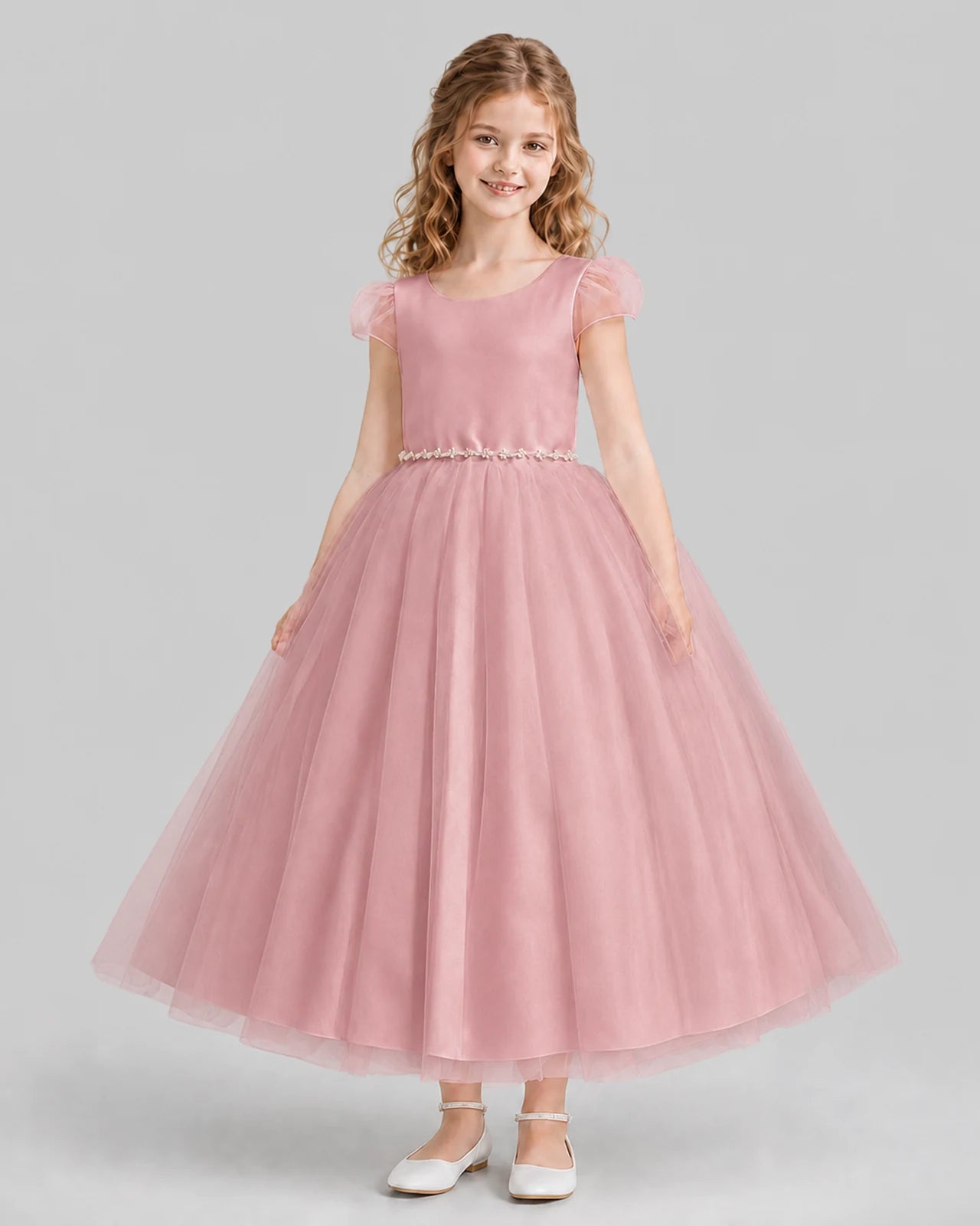 Blush Pink A-line Flower Girl Dresses Front