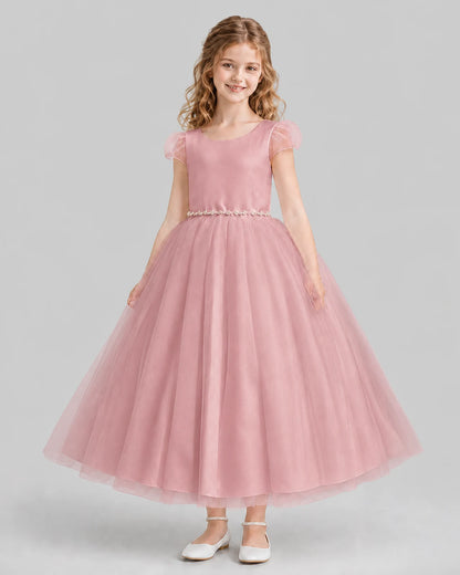 Blush Pink A-line Flower Girl Dresses Front