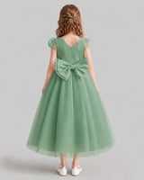 Eucalyptus A-line Flower Girl Dresses Back