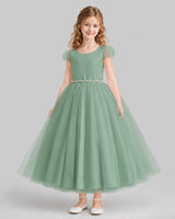 Eucalyptus A-line Flower Girl Dresses Front