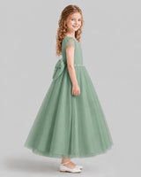 Eucalyptus A-line Flower Girl Dresses Side