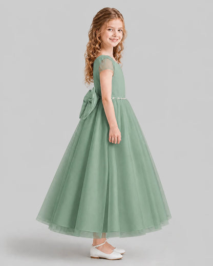 Eucalyptus A-line Flower Girl Dresses Side