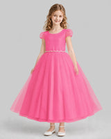 Hot Pink A-line Flower Girl Dresses Front