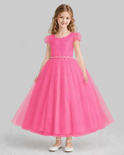 Hot Pink A-line Flower Girl Dresses Front
