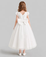 Ivory A-line Flower Girl Dresses Back