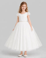 Ivory A-line Flower Girl Dresses Front