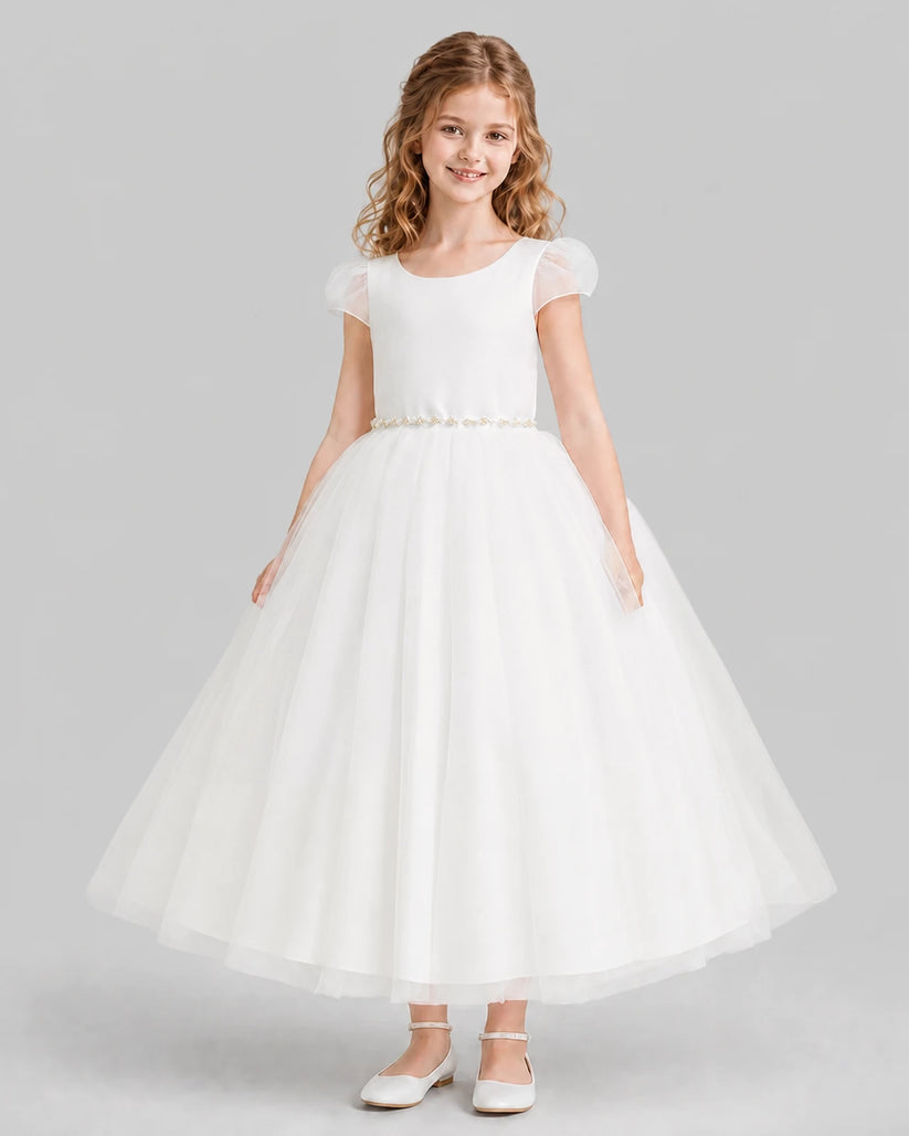 Ivory A-line Flower Girl Dresses Front