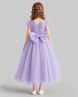Lavender A-line Flower Girl Dresses Back