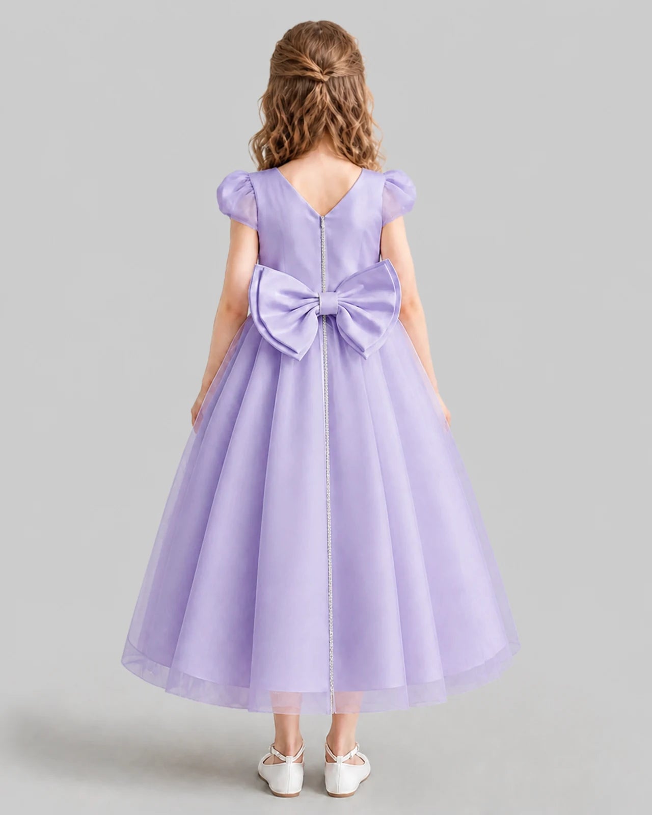 Lavender A-line Flower Girl Dresses Back