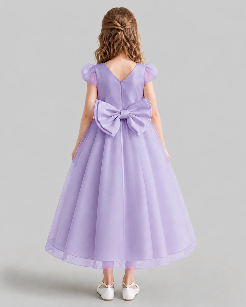Lavender A-line Flower Girl Dresses Back