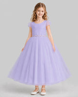 Lavender A-line Flower Girl Dresses Front