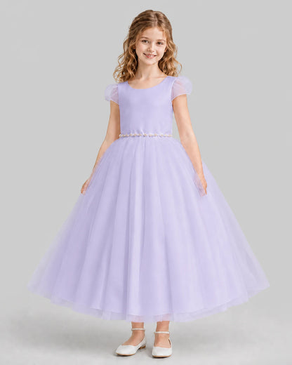 Lavender A-line Flower Girl Dresses Front