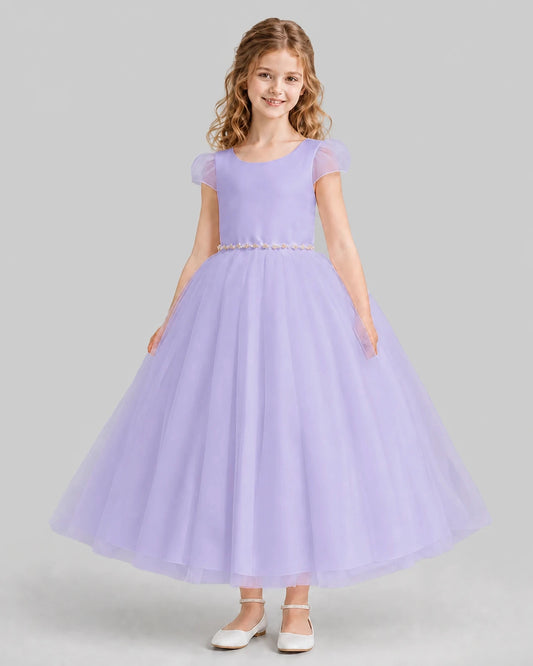 Lavender A-line Flower Girl Dresses Front