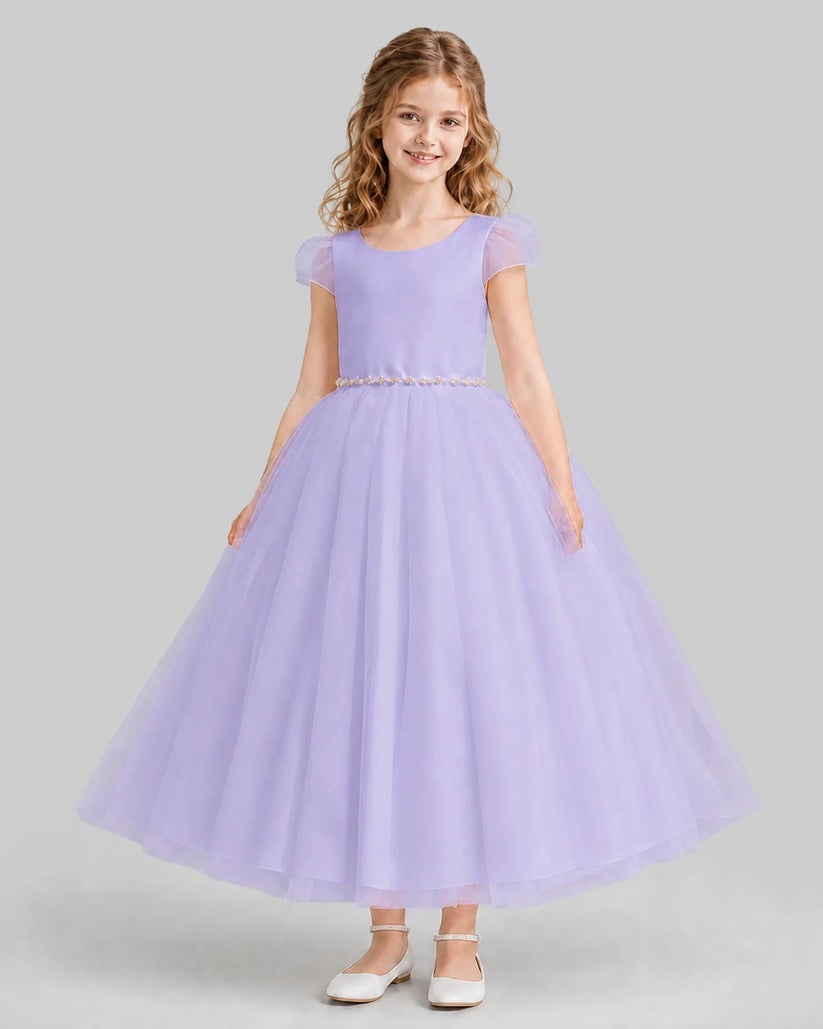 Lavender A-line Flower Girl Dresses Front