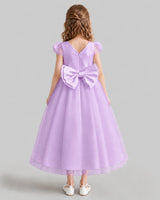 Lilac A-line Flower Girl Dresses Back