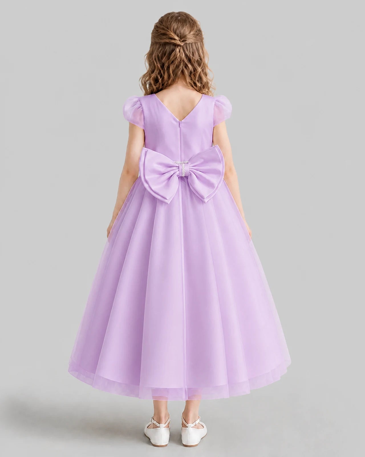 Lilac A-line Flower Girl Dresses Back