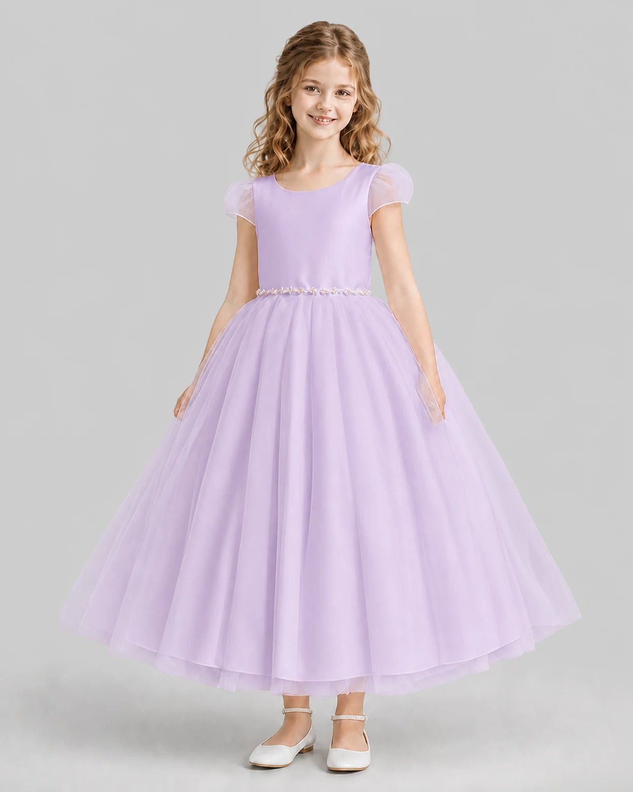 Lilac A-line Flower Girl Dresses Front