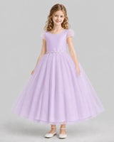 Lilac A-line Flower Girl Dresses Front