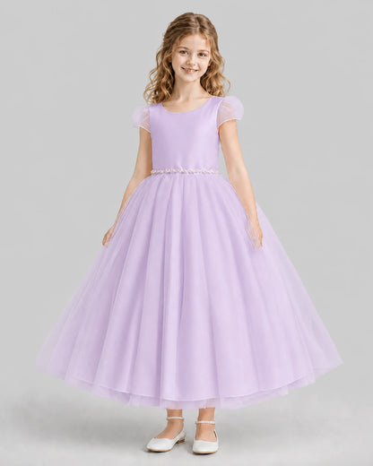 Lilac A-line Flower Girl Dresses Front