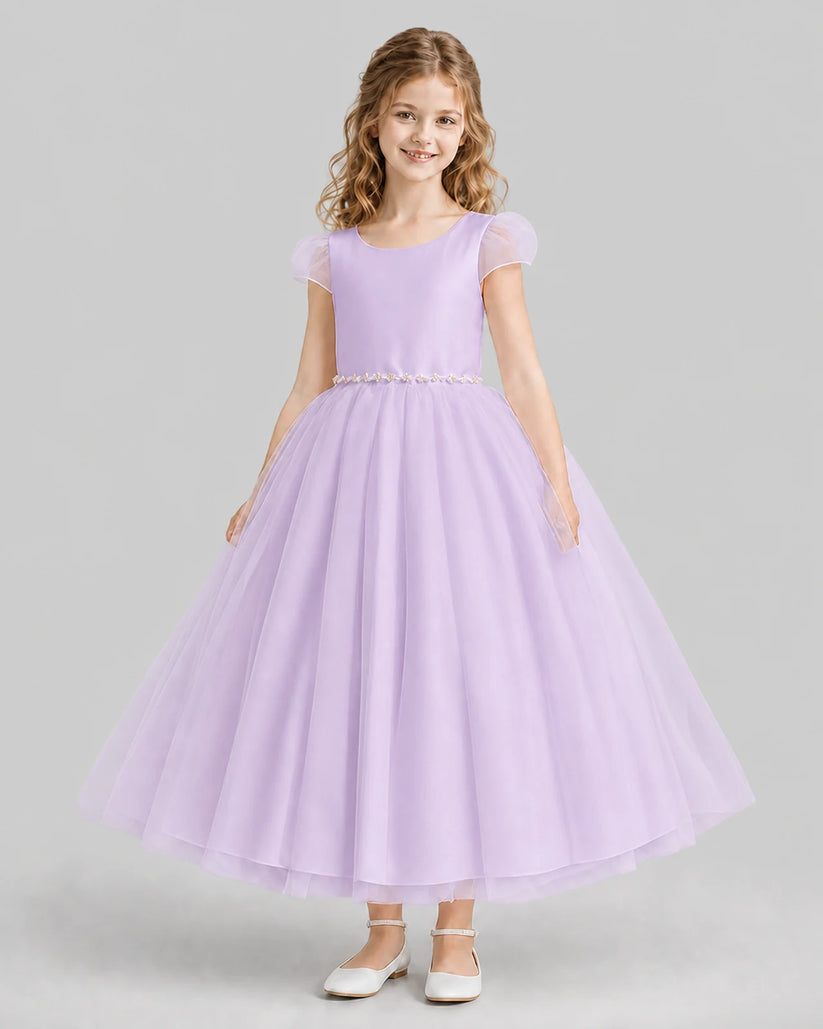 Lilac A-line Flower Girl Dresses Front