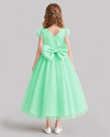 Mint Green A-line Flower Girl Dresses Back