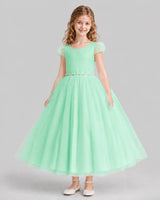 Mint Green A-line Flower Girl Dresses Front