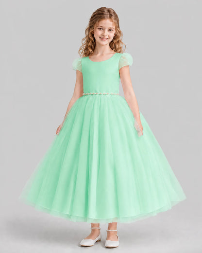 Mint Green A-line Flower Girl Dresses Front
