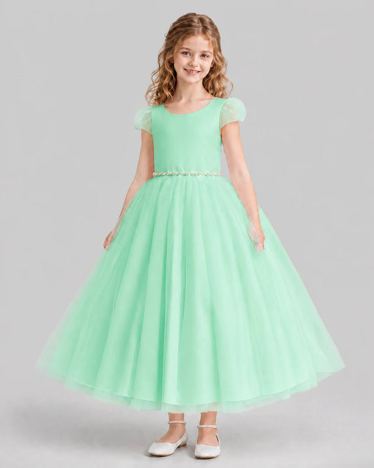Mint Green A-line Flower Girl Dresses Front
