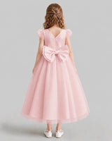 Pink A-line Flower Girl Dresses Back