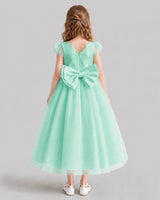 Turquoise A-line Flower Girl Dresses Back