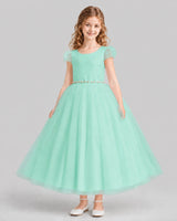 Turquoise A-line Flower Girl Dresses Front