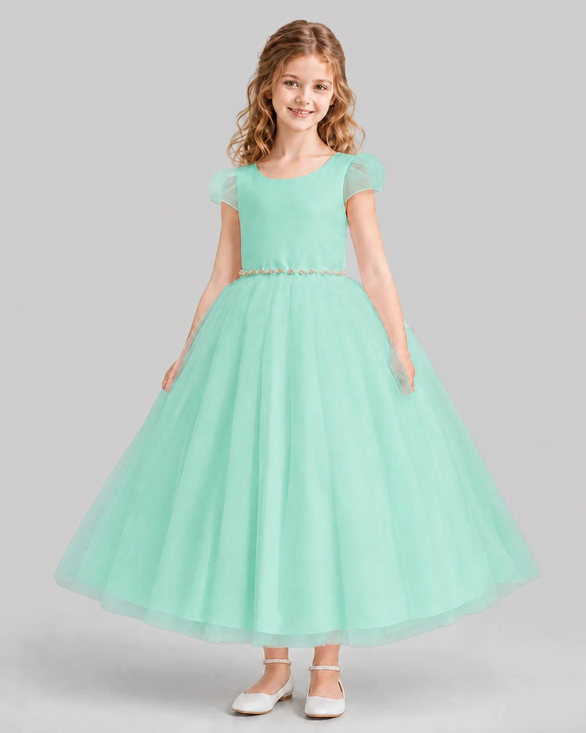 Turquoise A-line Flower Girl Dresses Front