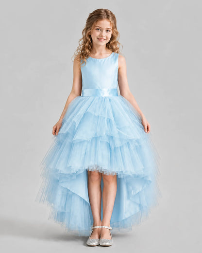 Baby Blue Flared Girls Formal Dresses Pose