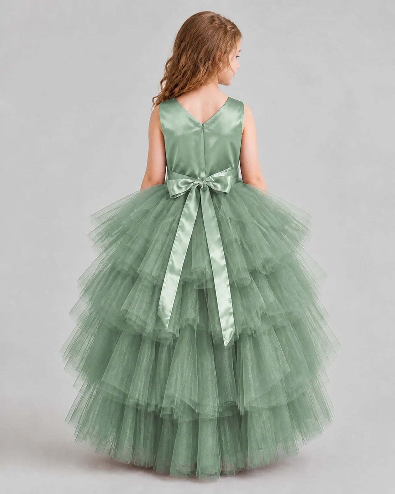 Eucalyptus Flared Girls Formal Dresses Back