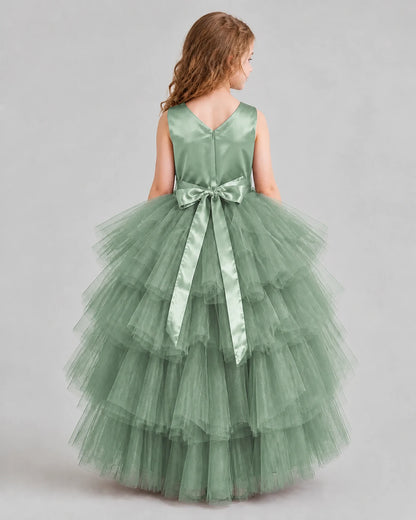Eucalyptus Flared Girls Formal Dresses Back