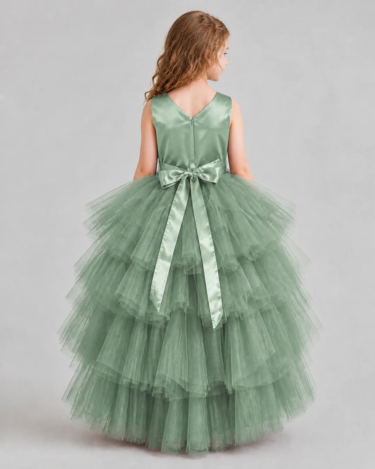 Eucalyptus Flared Girls Formal Dresses Back