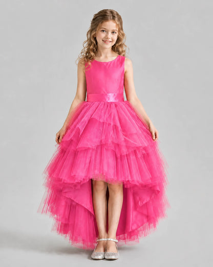 Hot Pink Flared Girls Formal Dresses Pose