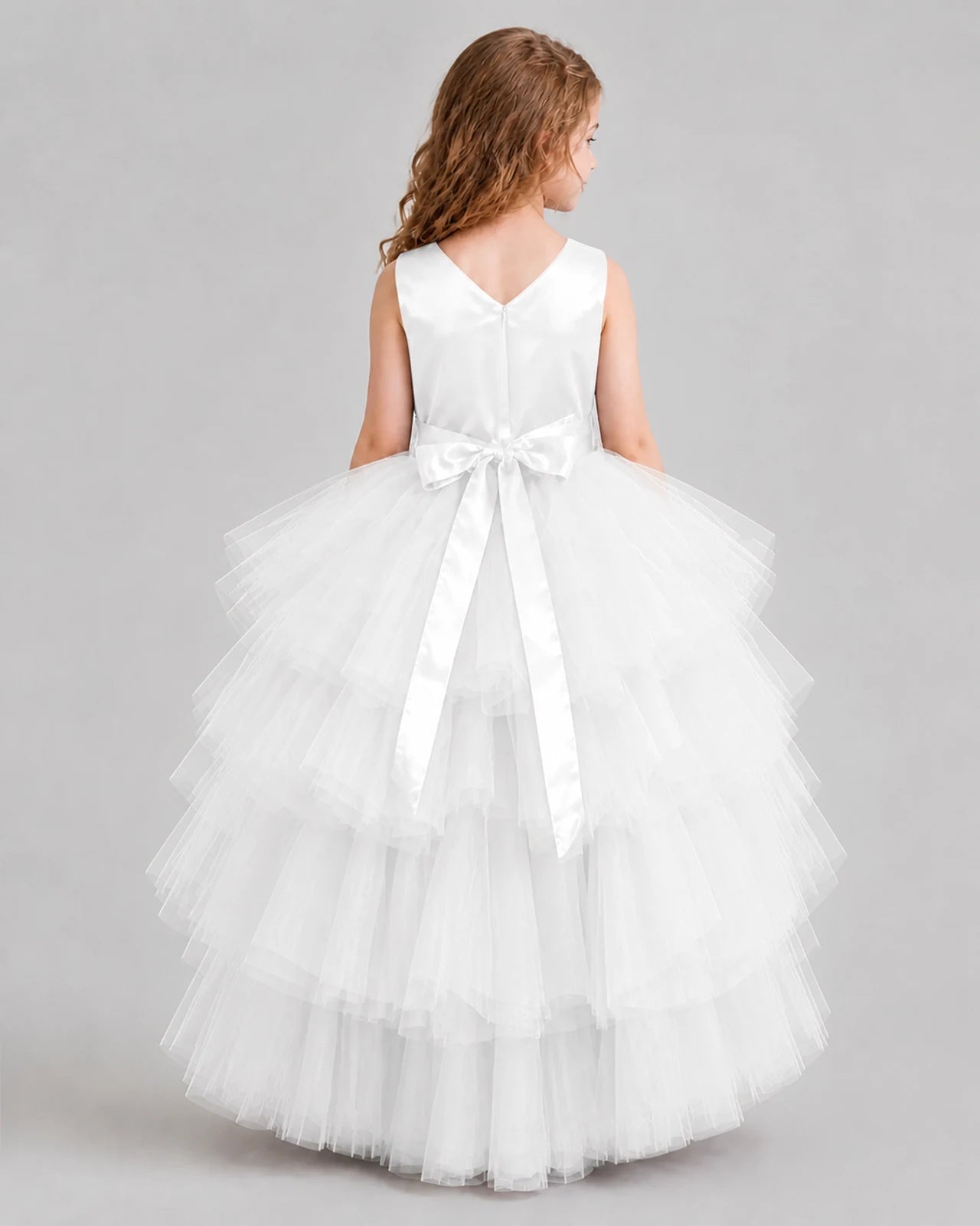 Ivory Flared Girls Formal Dresses Back