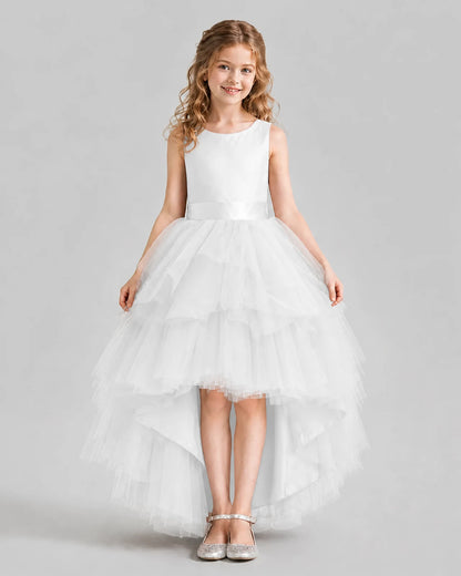 Ivory Flared Girls Formal Dresses Pose