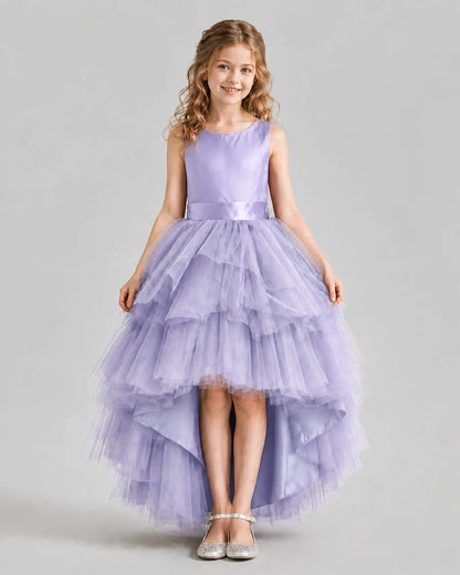 Lavender Flared Girls Formal Dresses Pose
