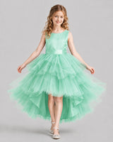 Turquoise Flared Girls Formal Dresses Front