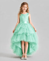 Turquoise Flared Girls Formal Dresses Pose